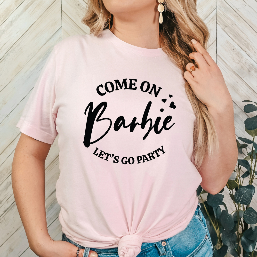 Let's Go Party Barbie | Light Pink Tee