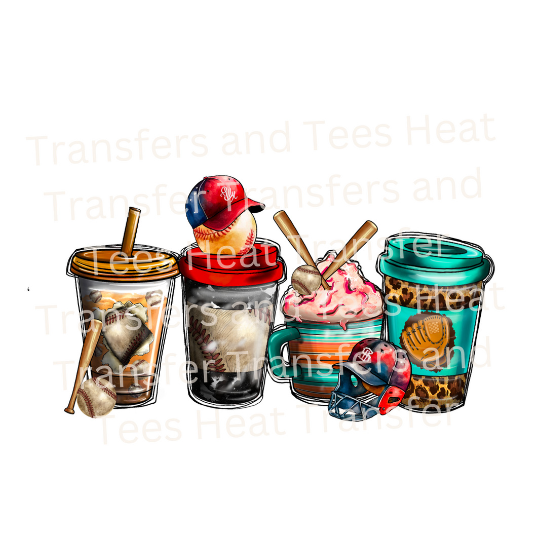 Baseball Coffee Cups | Heat Transfer Print