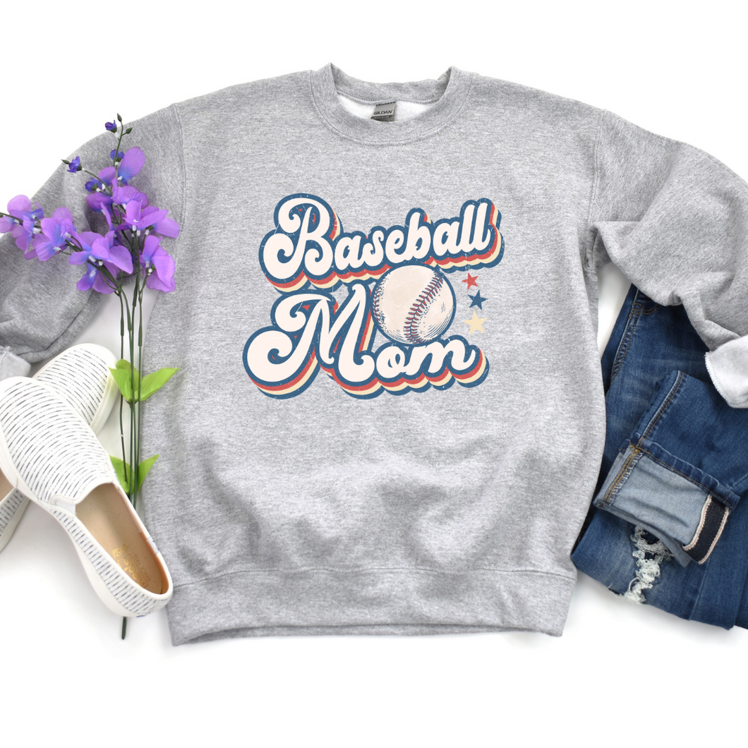 Baseball Mom | Light Gray Sweatshirt