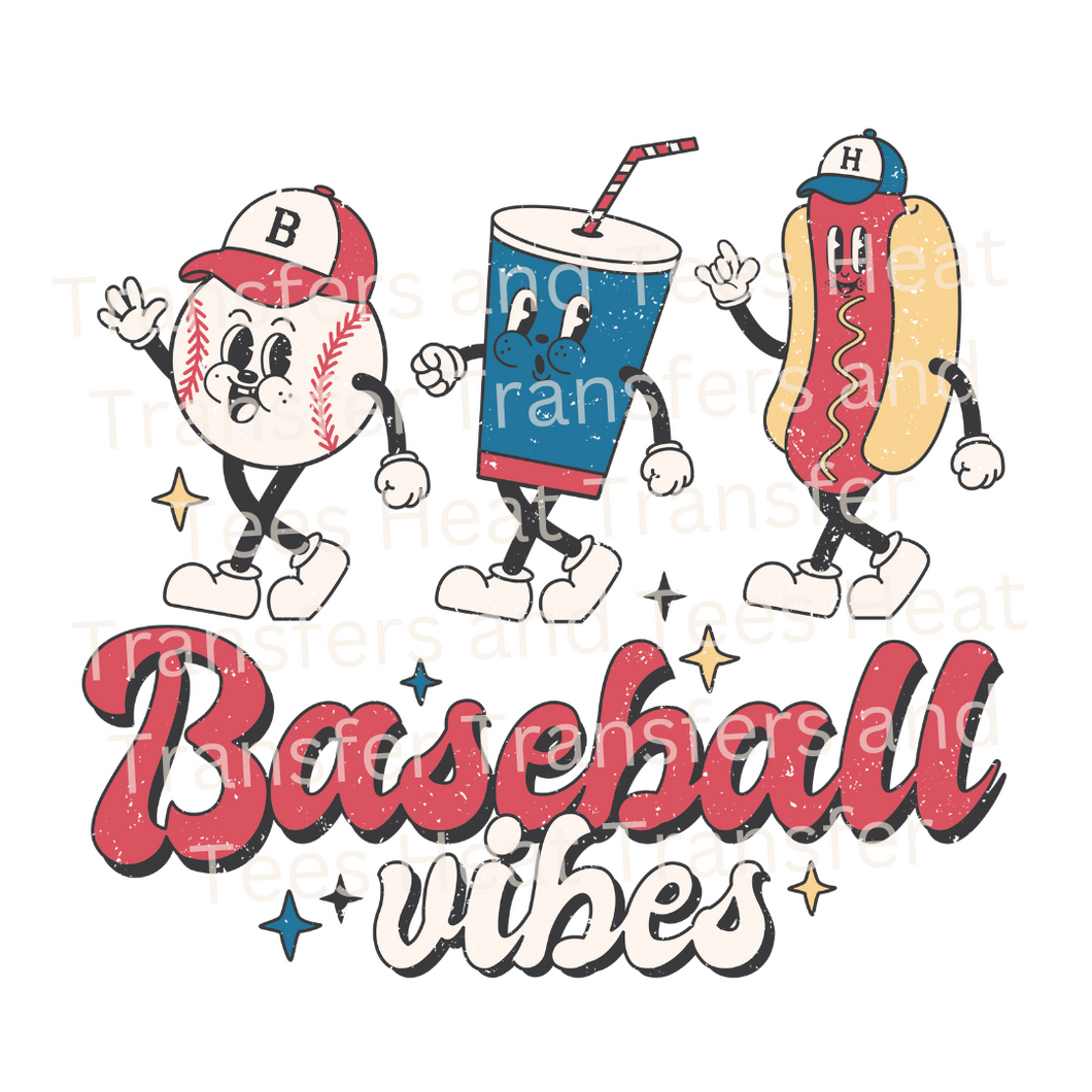Baseball Vibes with Friends | Heat Transfer Print