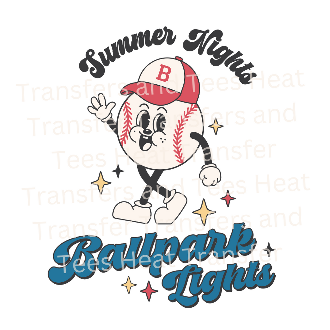 Summer Nights Ballpark Lights | Heat Transfer Print