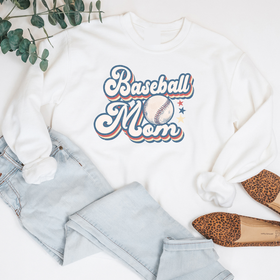 Baseball Mom | White Sweatshirt