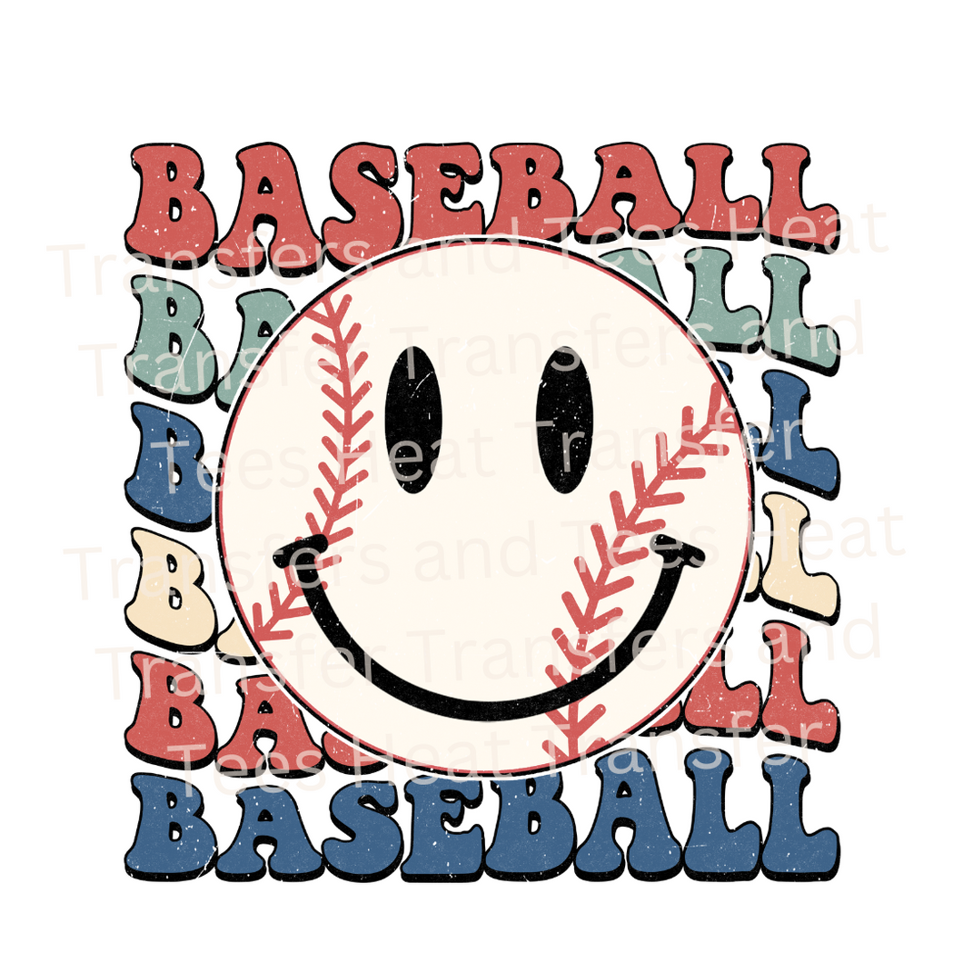 Baseball Smiley Face | Heat Transfer Print