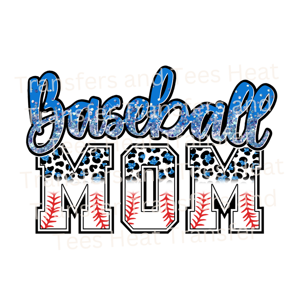 Blue Baseball Mom | Heat Transfer Print