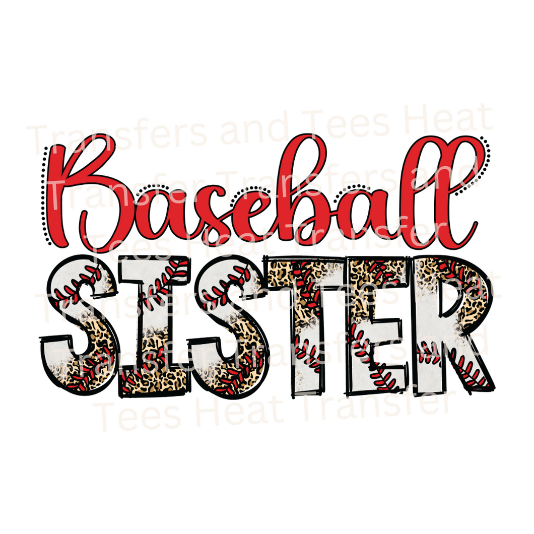 Red Baseball Sister | Heat Transfer Print