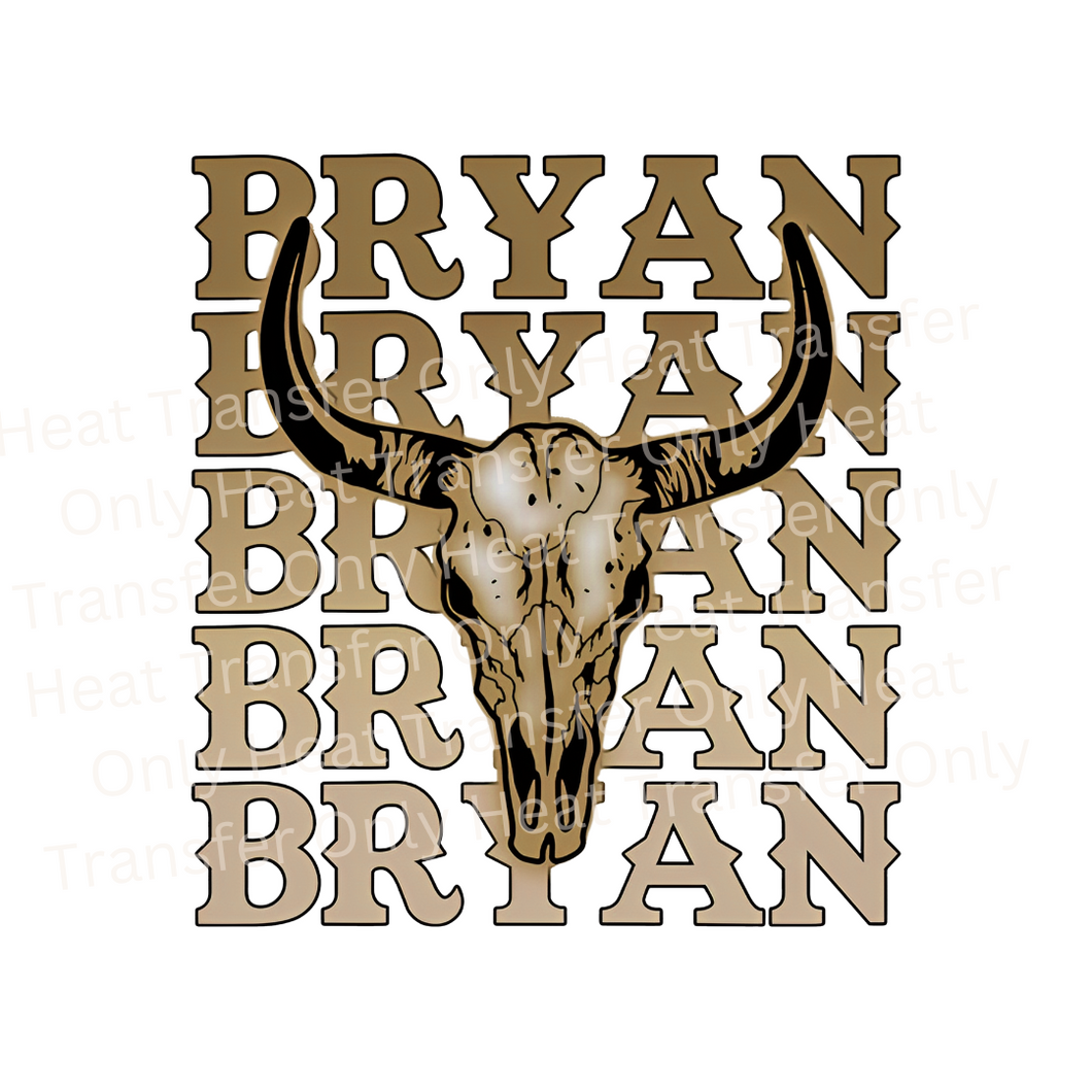 Zach Bryan Rustic Bull Skull | Heat Transfer Print