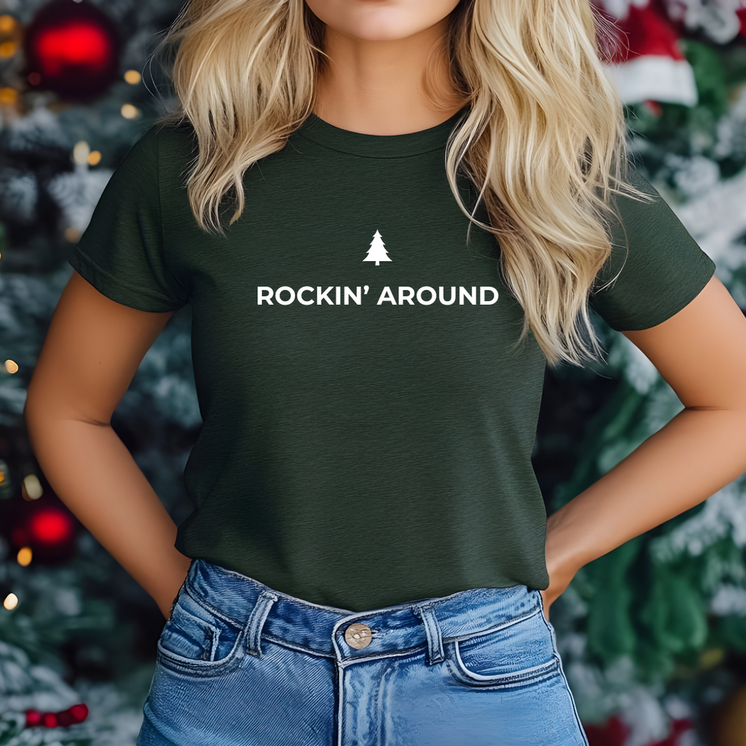 Rockin Around Christmas Tree | Forest Green Tee