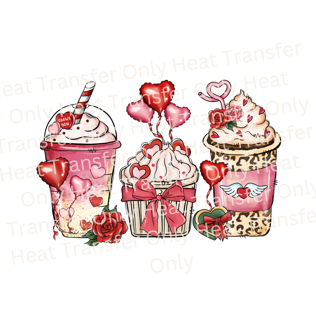 Valentine Coffee and Cupcake | Heat Transfer Print