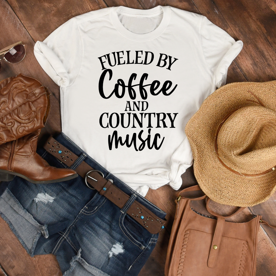 Fueled by Coffee and Country Music | White Tee