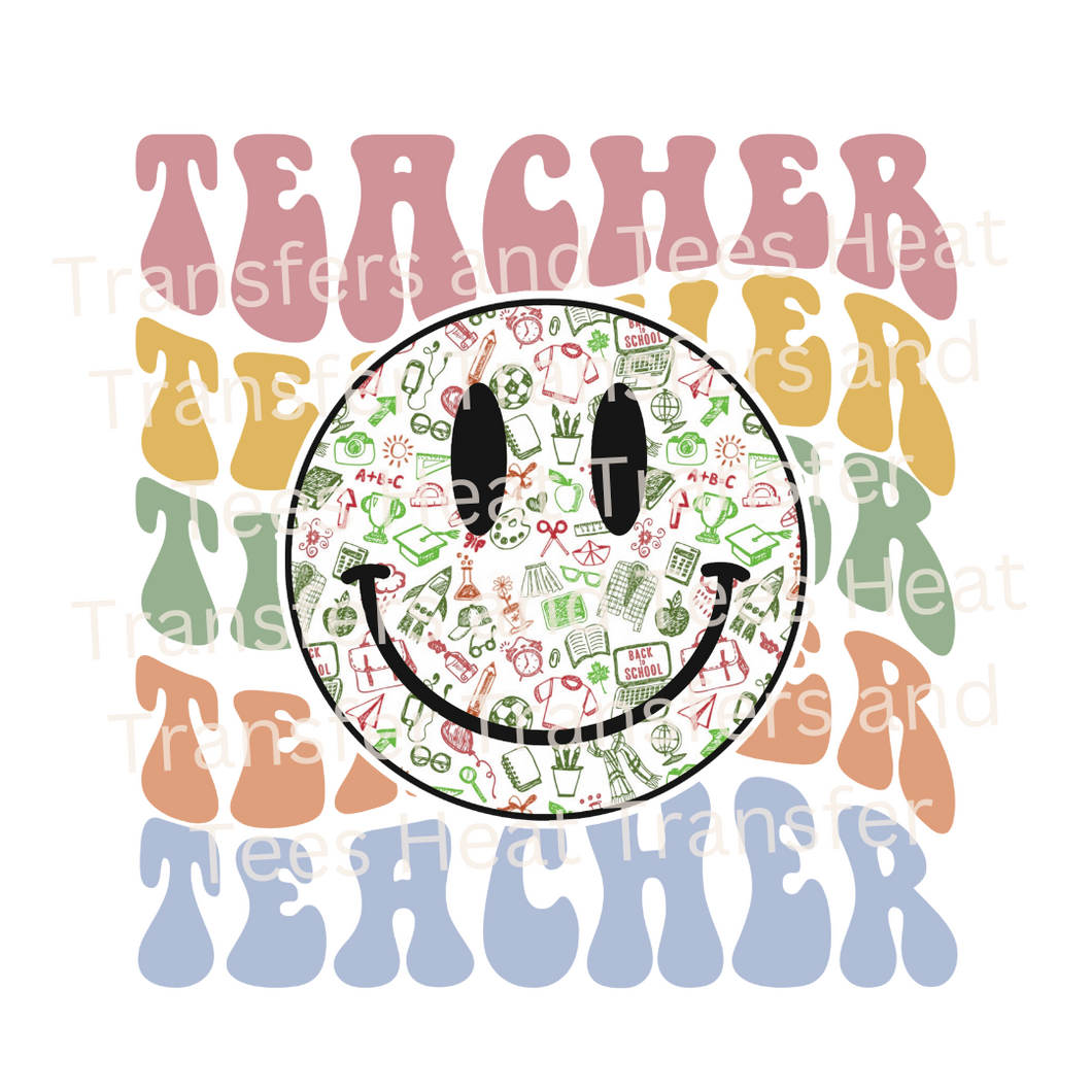 Teacher Smiley Face | Heat Transfer Print