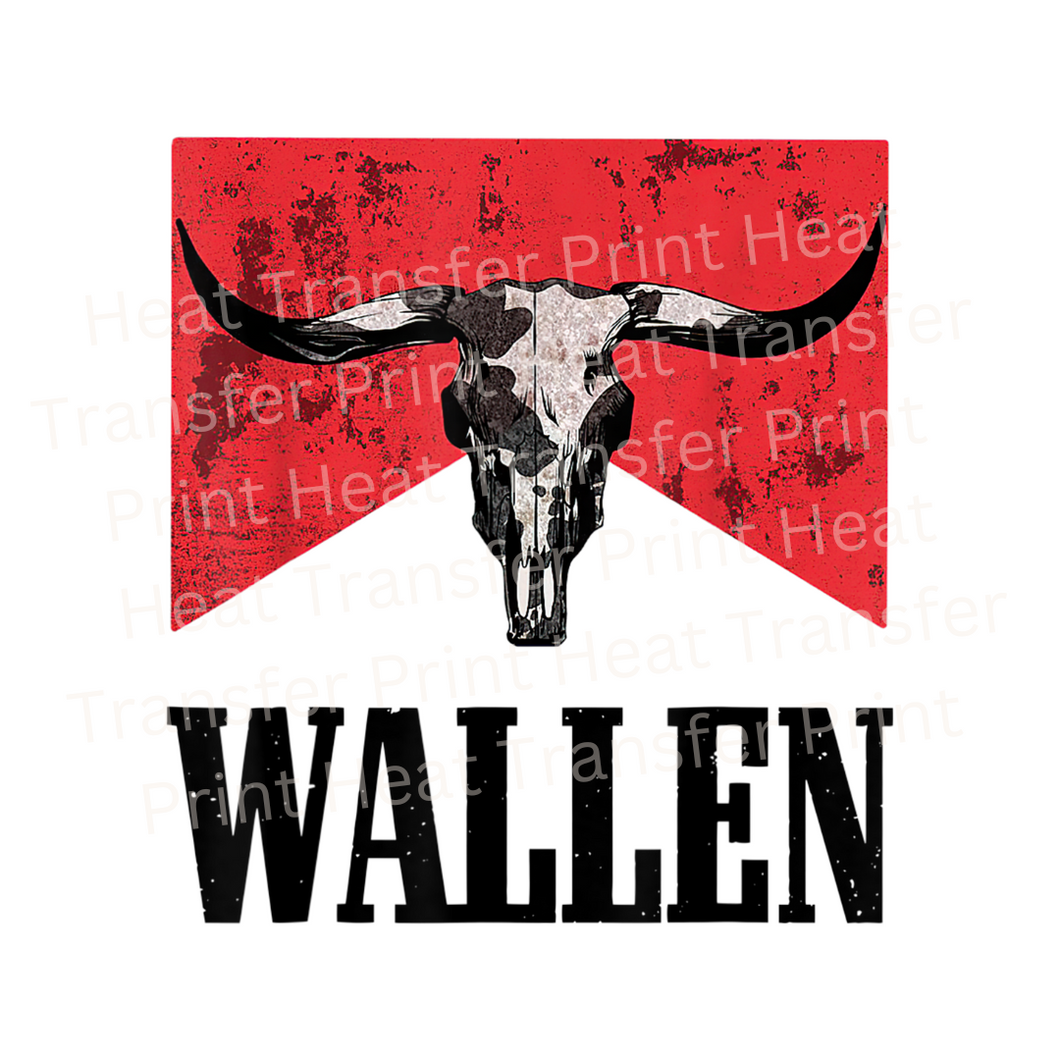 Red Wallen Bull Skull | Heat Transfer Print