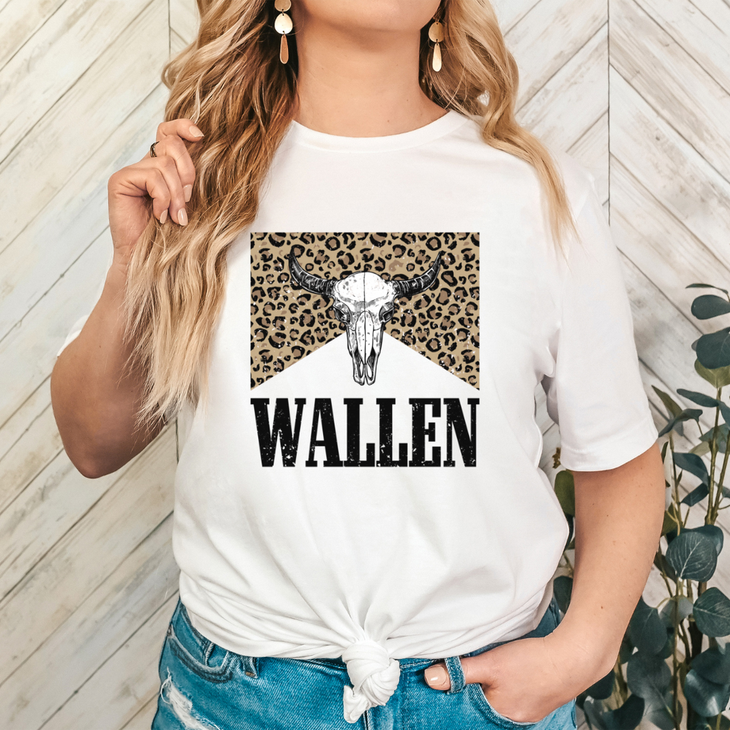 Leopard Wallen Bull Skull | White Tee